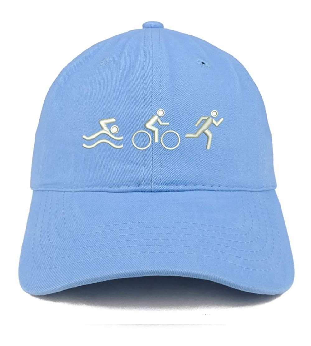 Baseball Caps Triathlon Quality Embroidered Low Profile Brushed Cotton Dad Hat Cap - Carolina Blue - CL184YIYUI9 $17.69
