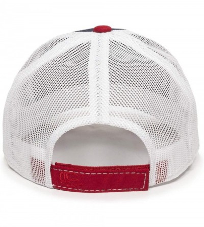 Baseball Caps Structured mesh Back Trucker Cap - Navy/White/Red - CO182WL6RD8 $11.27