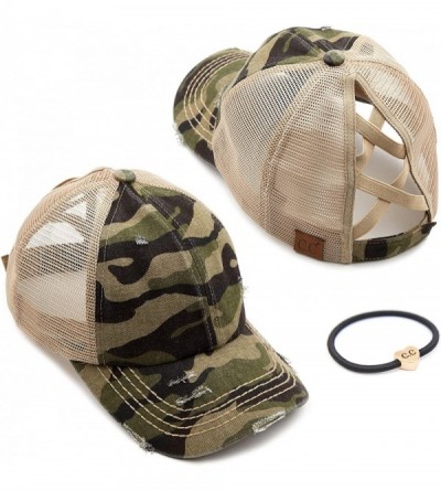 Baseball Caps Exclusives Hatsandscarf Distressed Adjustable - A Elastic Band-olive/Camo - C7194ROT4WT $13.79