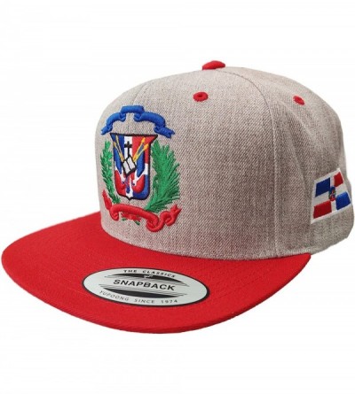 Baseball Caps Dominican Republic Shield Snapback Cap - Heater Gray/Red - C812BBYRT1D $22.48