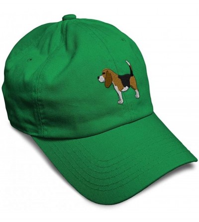 Baseball Caps Custom Soft Baseball Cap Beagle B Embroidery Dad Hats for Men & Women - Kelly Green - CH18SEIQ99C $14.83