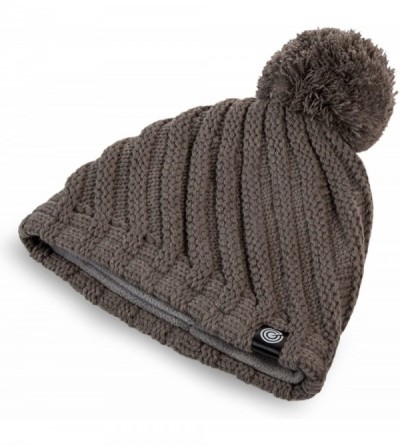 Skullies & Beanies Evony Womens Ribbed Pom Beanie Hat with Warm Fleece Lining - One Size - Dark Grey - CV187ND0ZT0 $34.24