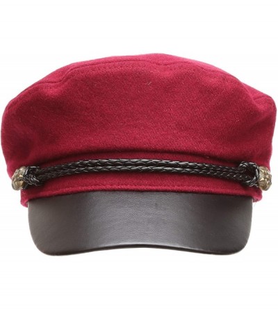 Newsboy Caps Women's Classic Mariner Style Greek Fisherman's Sailor Newsboy Hats with Comfort Elastic Back - Burgundy-black -...