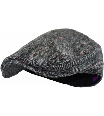 Newsboy Caps Men's Classic Herringbone Tweed Wool Blend Newsboy Ivy Hat (Large/X-Large- Charcoal) - Gray Plaid - CW17YQMGAEY ...