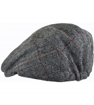 Newsboy Caps Men's Classic Herringbone Tweed Wool Blend Newsboy Ivy Hat (Large/X-Large- Charcoal) - Gray Plaid - CW17YQMGAEY ...