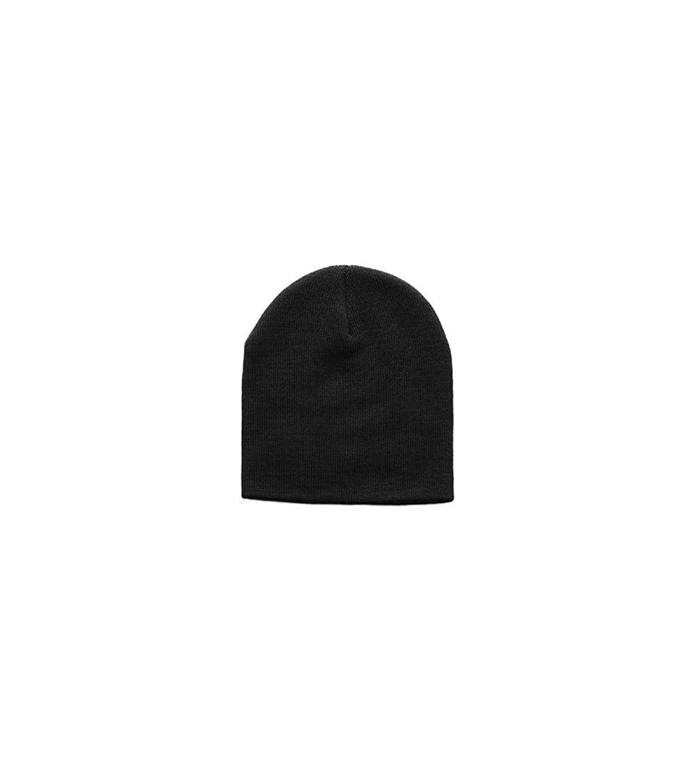 Skullies & Beanies MG Plain Short Beanie Skull Cap Ski Skate Hat 8"- Black - CA128VUUXIL $9.68