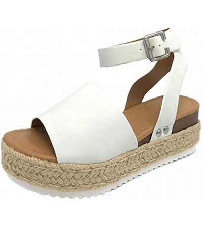 Skullies & Beanies Platform Sandals Espadrille Non Slip - White - CS18S2WUTY7 $42.90