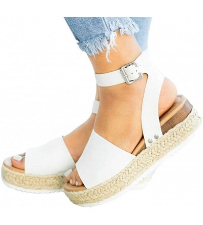 Skullies & Beanies Platform Sandals Espadrille Non Slip - White - CS18S2WUTY7 $26.28