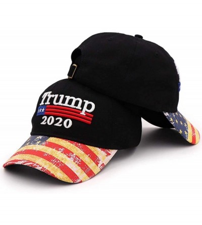 Baseball Caps Trump Hat 2020 Keep America Great USA Flag Baseball Cap - Black - CD18SKDXXHW $14.49
