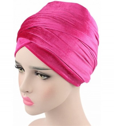 Headbands Luxury Pleated Velvet Turban Hijab Head Wrap Extra Long Tube Indian Headwrap Scarf Tie - Tjm-38-black - CH186G4I42K...
