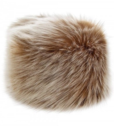 Bomber Hats Russian Faux Fur Hat for Women - Like Real Fur - Comfy Cossack Style - Brown With White - CG129ZB5EM5 $25.68