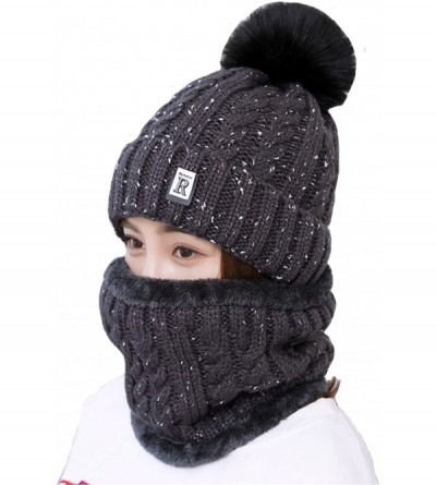 Skullies & Beanies Womens Beanie Winter Hat Scarf Set Slouchy Warm Snow Knit Skull Cap - Grey - C3187LM0ODY $28.54
