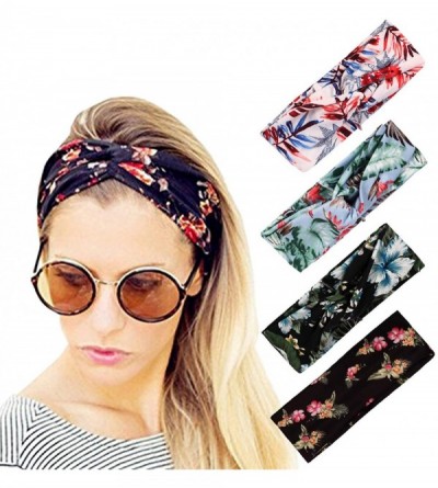 Cold Weather Headbands 4 Pack Cross Headbands Vintage Elastic Head Wrap Stretchy Hairband Twisted Cute Hair Accessories - CM1...