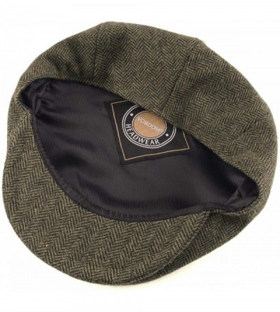 Newsboy Caps Men's Herringbone Flat Ivy Newsboy Hat Wool Blend Gatsby Cabbie Cap - Khaki - CN18NZ2H95L $21.99