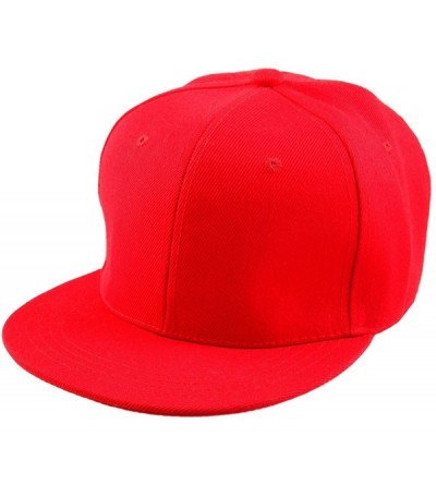Baseball Caps Women Men Snapback Hats-Patchwork Solid Color Flat Bill Baseball Cap - 011-red - CA12LGNGP91 $10.56