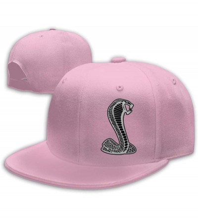 Baseball Caps Black Mustang Cobra Snapback Flat Baseball Cap Men's Adjustable - Pink - CL196XNHHW0 $15.91