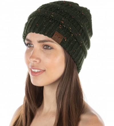 Skullies & Beanies E3-33 Womens Beanie Soft Knit Classic Ribbed Slouch Hat - Olive Confetti - CA18Y762RDE $11.06