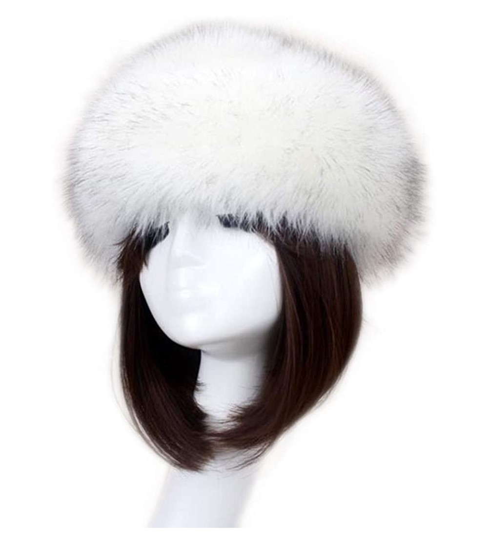 Cold Weather Headbands Women's Faux Fur Headband Soft Winter Cossack Russion Style Hat Cap - White&black - CJ18L8IGLRA $12.42