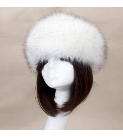Cold Weather Headbands Women's Faux Fur Headband Soft Winter Cossack Russion Style Hat Cap - White&black - CJ18L8IGLRA $12.42