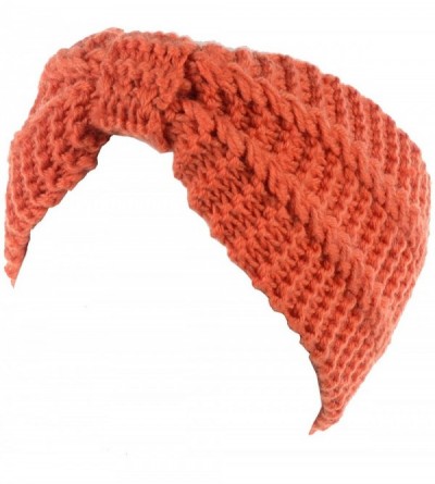 Cold Weather Headbands Womens Winter Chic Turban Bowknot/Floral Crochet Knit Headband Ear Warmer - Orange - CG185C06HQ0 $8.73