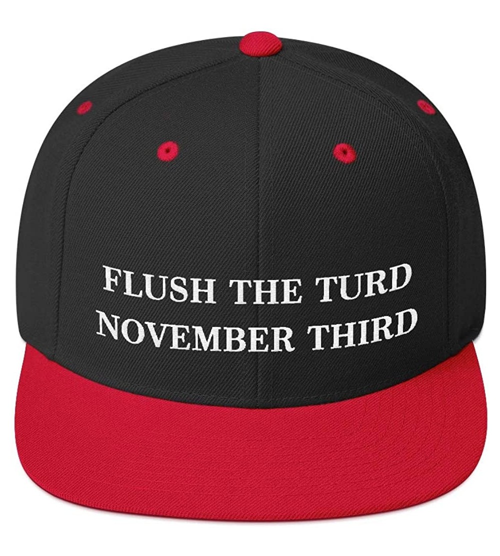 Baseball Caps Flush The Turd November Third Hat (Embroidered Wool Blend Cap) Anti Donald Trump - Black/ Red - CS18XSNUUHS $28.03