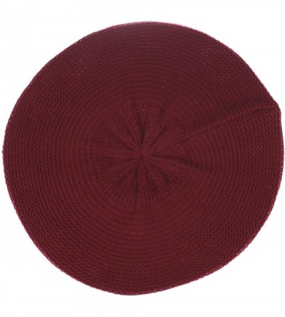 Berets Chic French Style Lightweight Soft Slouchy Knit Beret Beanie Hat in Solid - Red Wine - CY18AQCWOUY $14.64