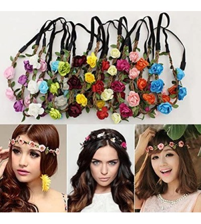 Headbands Hippie Love Flower Garland Crown Festival Wedding Hair Wreath BOHO Floral Headband - Purple - C011MM4OI9D $14.77