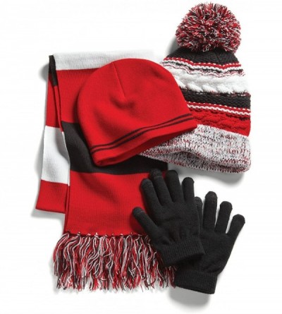 Skullies & Beanies Gloves Hat Scarf Combo Set - True Red/Black/White - CM1281PS2JN $24.37