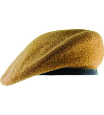 Berets Unlined Beret with Leather Sweatband - Light Tan - CW11WV9XG3X $12.92