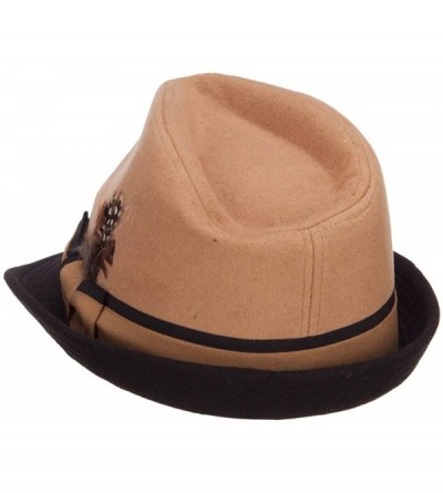 Fedoras Two Tone Fedora with Feather - Camel - CQ126E0QCPX $14.16
