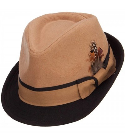 Fedoras Two Tone Fedora with Feather - Camel - CQ126E0QCPX $14.16