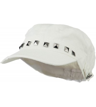 Baseball Caps Army Cadet Fitted Cap with Studs - White - CE11KYP283Z $10.07