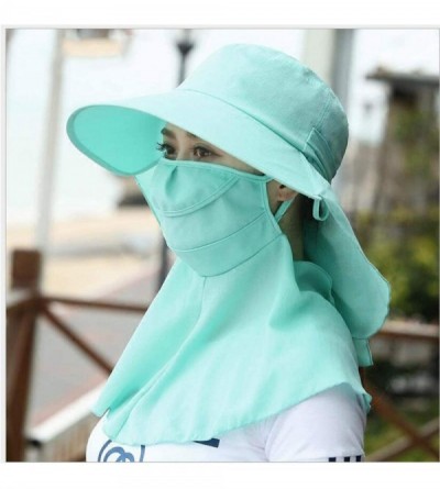 Bucket Hats Adjustable Outdoor Protection Foldable Ponytail - Green - CX197WZAIQS $10.22
