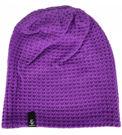 Skullies & Beanies Women's Knit Slouchy Beanie Baggy Skull Cap Turban Winter Summer Beret Hat - Solid Purple - C918UDTXGTI $9.04