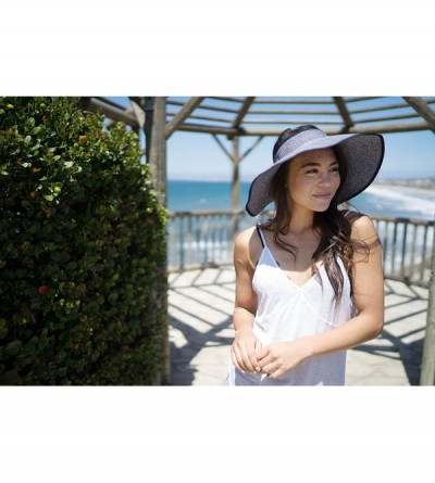 Sun Hats Women's Spring/Summer Collection Straw Woven Wide Brim Sun Visor Hat - Black-white - CL18E2Z48M8 $18.38