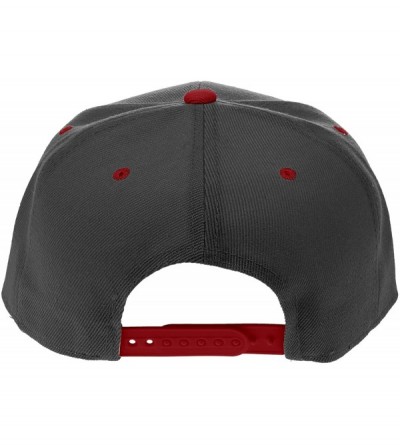 Baseball Caps Classic Flat Bill Visor Blank Snapback Hat Cap with Adjustable Snaps - Black - Red - C0119R34PF9 $8.29