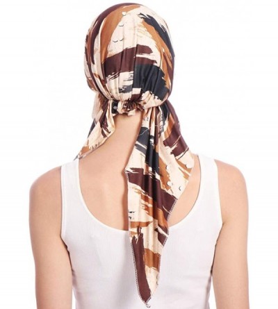 Skullies & Beanies Women Pre-Tied Head Scarves Floral Muslim Cap Turban Hat Bandana Headwrap - Style-1 - C218SNI6874 $14.26