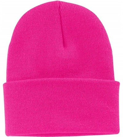 Skullies & Beanies Knit Beanie Caps in 24 - Neon Pink Glo - C411APLGIQ5 $10.56