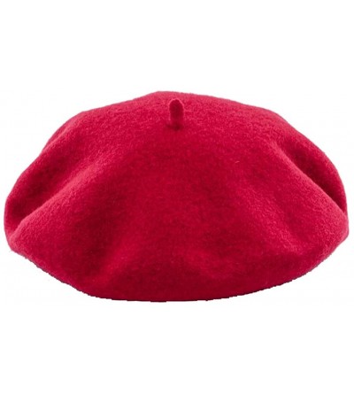 Berets Solid Color Classic French Artist Beret Hat 100% Wool - Red - CU18I02WY6A $10.45