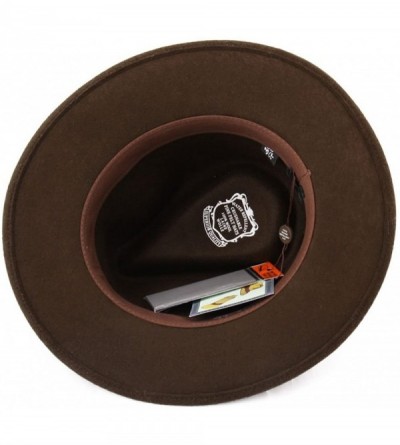 Fedoras Men's Nude Traveller Teardrop Wool Felt Fedora Hat Packable Water Repellent - Marron - C3187DUYCRU $39.12
