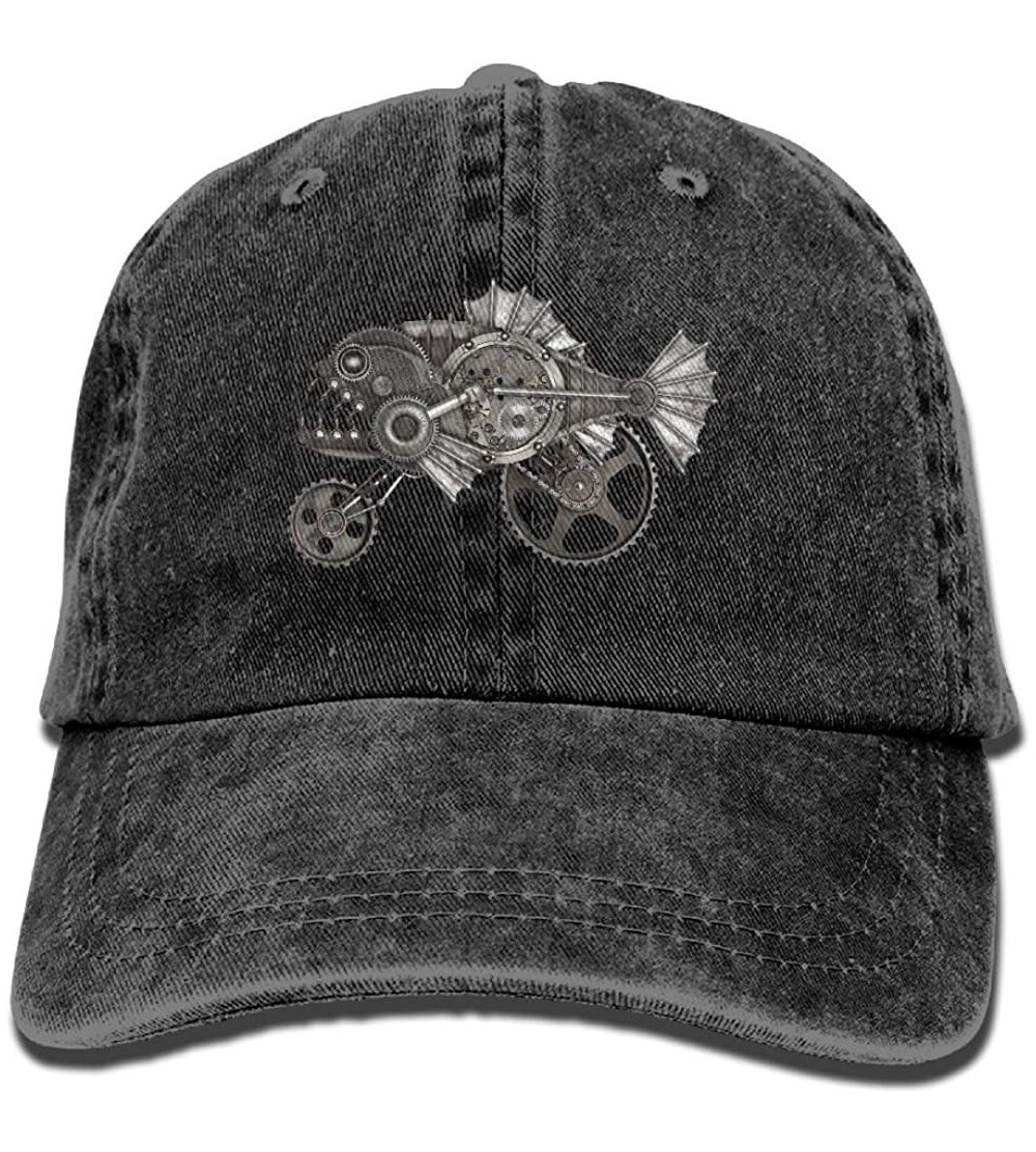 Cowboy Hats Mechanical Piranha Trend Printing Cowboy Hat Fashion Baseball Cap for Men and Women Black - Black - C61807Q59MC $...