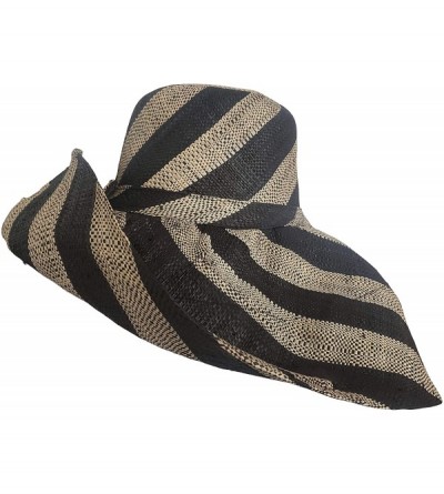 Sun Hats Authentic African Hand Made Black and Natural Madagascar Big Brim Raffia Sun Hat - C5183O7TI99 $44.03