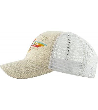Baseball Caps Wander Inn Ladies Vintage Trucker Hat Adjustable Mesh Cap - Khaki/White - CK18E068X6H $32.26