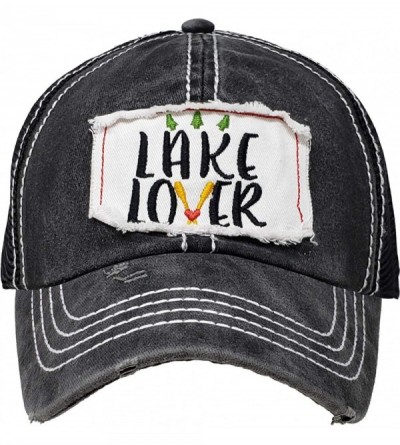 Baseball Caps Dad Hat Unisex Mesh Trucker Distressed Vintage Patch Baseball Cap - Lake Lover - Black - CX197649C8G $12.87