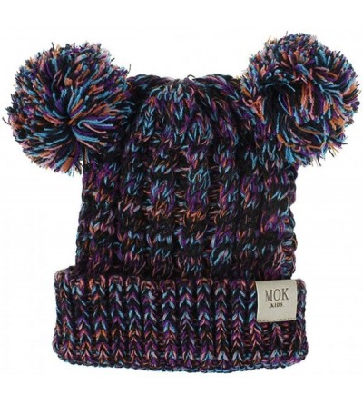 Skullies & Beanies Baby Beanie Hat Pom Pom Ears Knitted Basic Soft Beanie Baby Winter Hats for 2019 Warm Winter - Purple - C6...