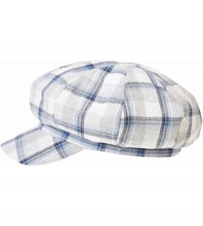 Newsboy Caps Newsboy Hat Cotton Beret Cap Bakerboy Visor Peaked Summer Tartan Check Hat SLG1011 - Blue - CY18E5D2IN9 $22.00