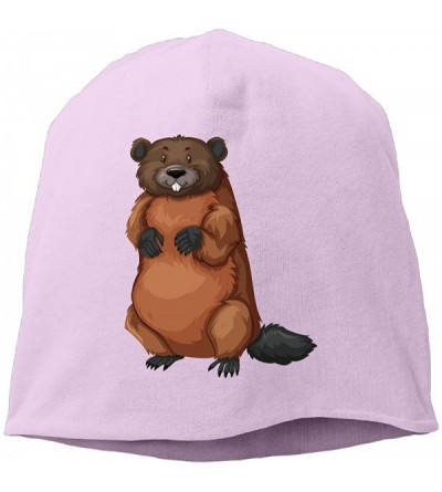 Skullies & Beanies Headscarf Lifelike Groundhog Hip-Hop Knitted Hat for Mens Womens Fashion Beanie Cap - Pink - CC18IEZ2EX9 $...