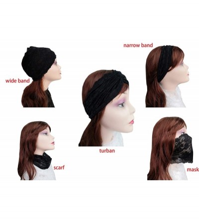 Headbands Stretch Headbands for Women Lace Headcovering for Women Lace Headwrap (Floral-Black) - Floral-Black - CK18YKHUT50 $...