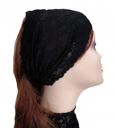 Headbands Stretch Headbands for Women Lace Headcovering for Women Lace Headwrap (Floral-Black) - Floral-Black - CK18YKHUT50 $...