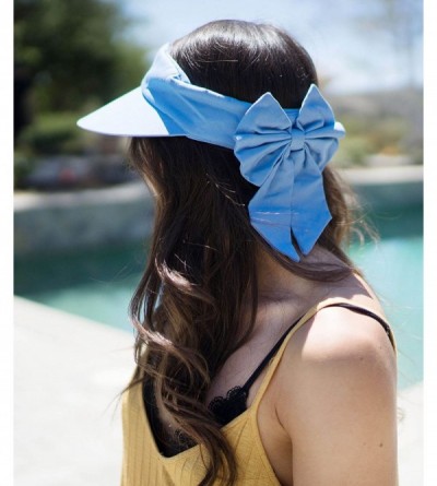 Sun Hats Womens Summer Packable UV Protective Wide Brim UPF 50+ Sun Visor Hat - Sky Blue - CS18DGXTY8Y $15.64